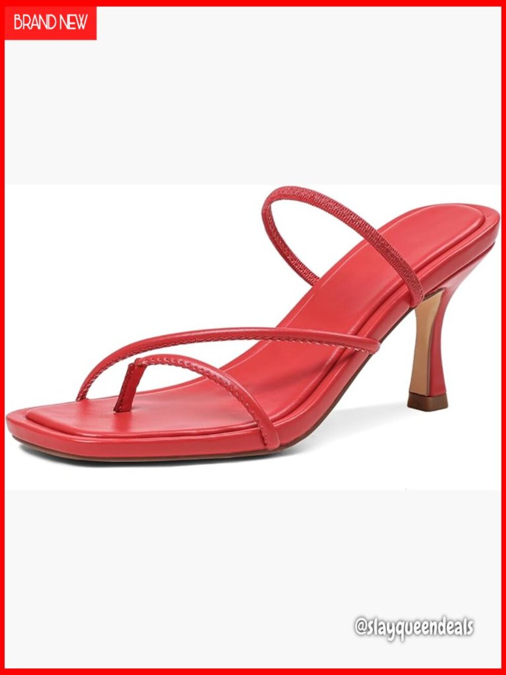 Kitten Heel Sandals Women Square Open Toe Strappy 3 Inch Thong Low Heels Summer